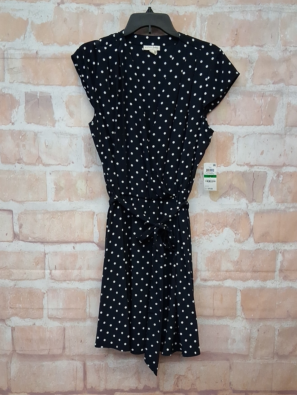 NWT Maison Jules Navy and White Polka Dot Wrap-Style Mini Dress